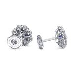 Blue Sapphire and Diamond Floral Halo Earrings