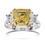 Fancy Yellow Asscher-cut Diamond Engagement and Wedding Ring Set