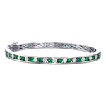 Round Brilliant Emerald & Diamond Bangle
