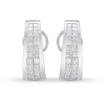 Princess White Diamond Hoop Earrings
