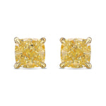 Fancy Yellow Cushion Stud Diamond Earrings