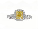 Fancy Yellow Cushion Halo Diamond Ring
