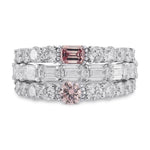 Emerald Fancy Intense Purplish Pink Side Stone Diamond Ring