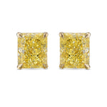 Fancy Yellow Radiant Stud Diamond Earrings