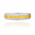 Fancy Vivid Yellow and White Diamond Pave Band Ring