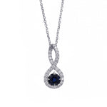 Fine Round Sapphire & Diamond Drop Pendant