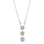 Mixed Color Radiant Diamond Drop Pendant