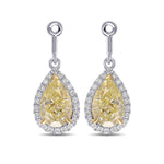 Light Yellow Pear Drop Halo Earrings