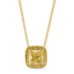 Fancy Yellow Cushion Halo Pendant