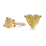Fancy Yellow Heart Stud Diamond Earrings