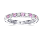 Pink Sapphire & White Diamond Wedding Band