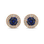 Blue Sapphire and Diamond Halo Earrings