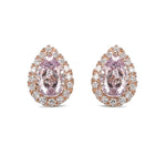 Fancy Purple Pink Pear Halo Diamond Earrings