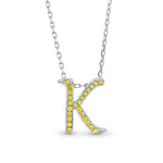 Fancy Vivid Yellow Letter "K" pendant set in Brilliant Pave and 18K Gold