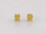 Fancy Intense Yellow Cushion Stud Earrings