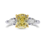 Fancy Yellow Cushion 3-stone Diamond Ring