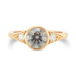 Fancy Gray Round Side-stone Diamond Ring