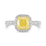 Fancy Yellow Cushion Halo Diamond Ring