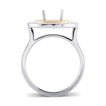 Round White and Pink Diamond Double Halo Ring Setting
