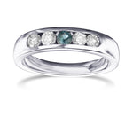 5 Stone Alexandrite and Diamond Band Ring