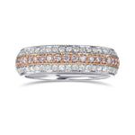 Fancy Light Pink and White Pave Diamond Milgrain Wedding Band