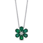 Pear Emerald Floral Pendant