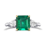 Muzo Emerald & Pear Diamond 3 Stone Ring