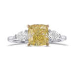 Fancy Yellow Cushion 3 Stone Diamond Ring