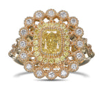 Fancy Yellow Double Halo Diamond Ring