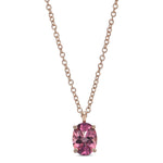 Oval Pink Tourmaline Solitaire Pendant