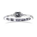 Fancy Blue Gray Radiant Diamond Side Stone Ring