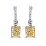 Orecchini pendenti con diamanti Fancy Light Yellow taglio radiante