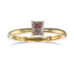 Fancy Brown Pink Radiant Solitaire Diamond Ring