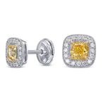 Fancy Intense Yellow Cushion Halo Diamond Earrings
