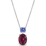 Oval Garnet & Round Tanzanite Pendant