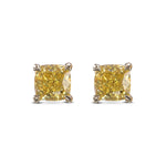 Fancy Yellow Cushion Diamond Stud Earrings