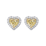 Fancy Yellow Heart Diamond Halo Earrings