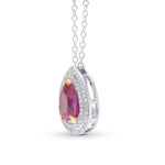 Natural Unheated Ruby and Diamond Double Halo Pendant