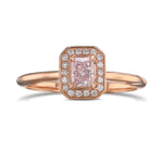 Light Pink Radiant 3D Halo Diamond Ring