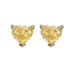 Fancy Yellow Heart Stud Diamond Earrings