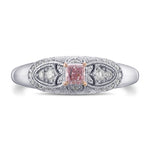 Argyle Fancy Purplish Pink Princess Vintage Style Diamond Ring