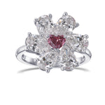 Extraordinary Fancy Purplish Red Heart and Pear Diamond Ring