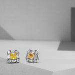 Extraordinary Cushion Fancy Intense Yellow Diamond Halo Stud Earrings