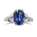 Oval Sapphire Marquise Side-stone Diamond Ring
