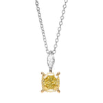 Fancy Yellow Cushion Drop Diamond Pendant