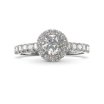 Colorless Round Brilliant Diamond Halo Side Stone Ring