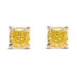 Fancy Intense Yellow Cushion Stud Earrings