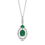 Oval Muzo Emerald and Diamond Halo Pendant