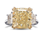 Light Yellow Cushion Three-Stone Diamond Ring