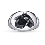 Fancy Black Horse Motif Diamond Men's Ring